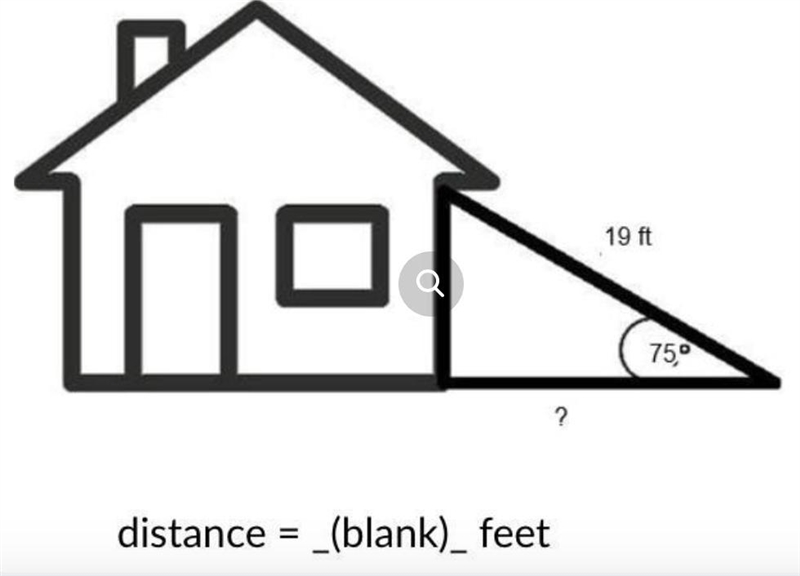 A ladder leans against the side of the a house. The ladder is 19 feet long and forms-example-1