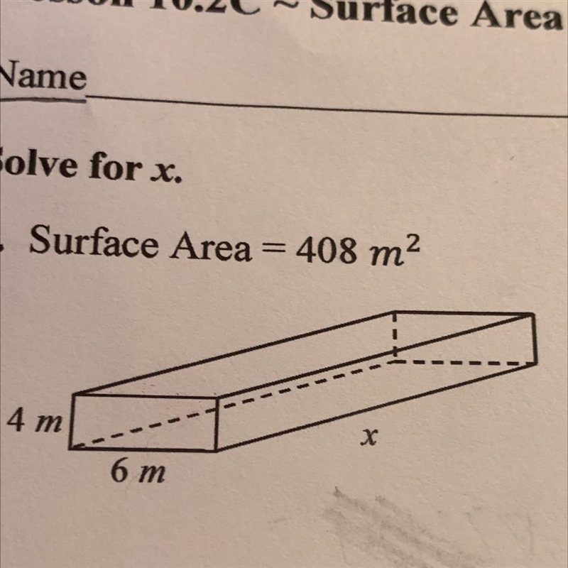 Surface Area = 408m2 (pls help me)-example-1