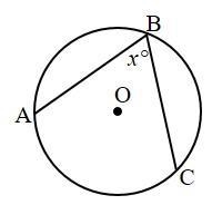 If arc AB = 107° and arc BC = 122°, find the value of x.-example-1