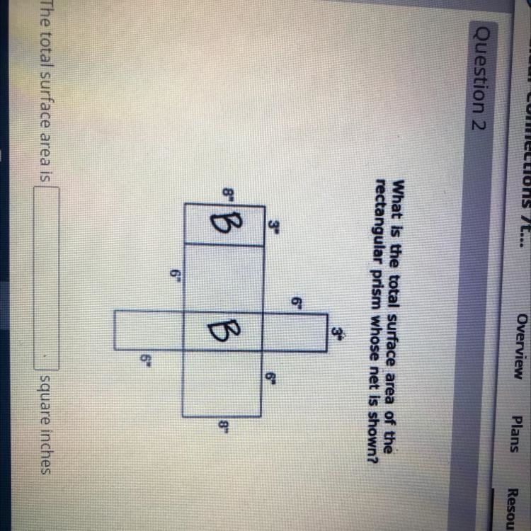 A total surface area is _ square inches-example-1