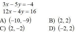 Question 5: What is the solution of the system of equations? .A .B .C .D-example-1