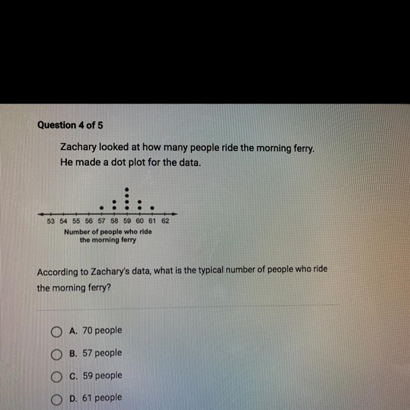 Zachary looked at how many people ride the morning ferry. He made a dot plot for the-example-1