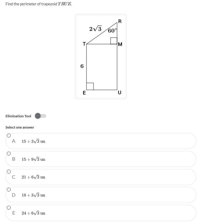 Find the perimeter of trapezoid TRUE.-example-1