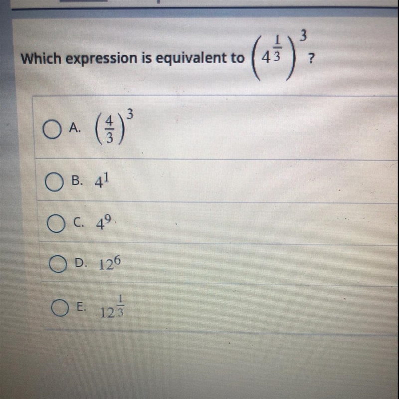 Which expression is equivalent to (4 1/3)-example-1