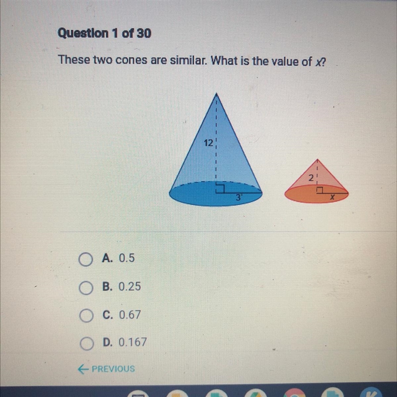 These two cones are similar. What is the value of x?-example-1