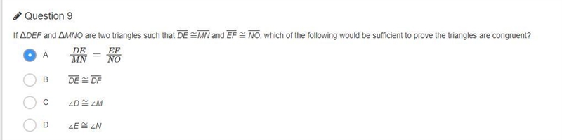 If DEF and MNO are two triangles such that DE=MN and EF=NO, which of the following-example-1