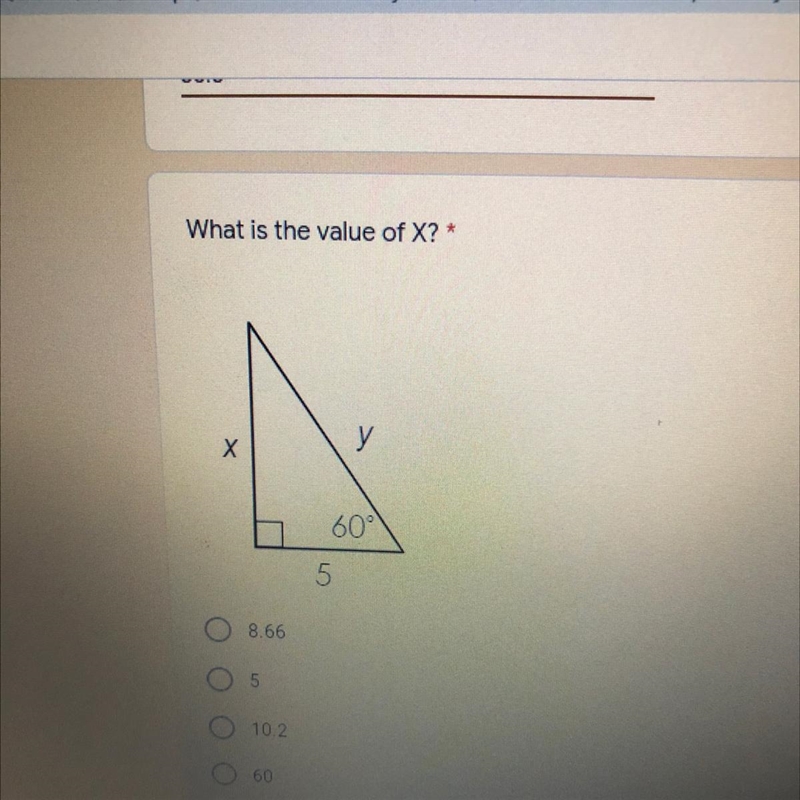 What is the value of X? Х у 60° 5-example-1