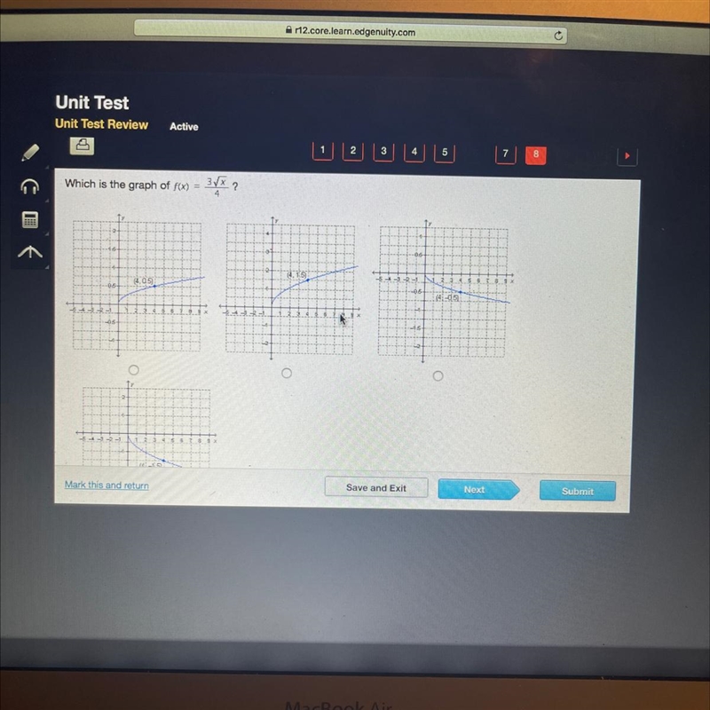 Which is the graph of f(x) =3 sqrtx/4?-example-1