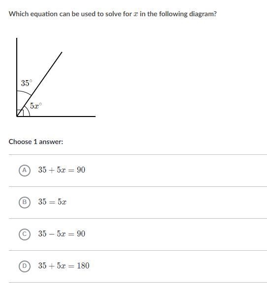 Which equation can be used to solve for x in the following diagram?-example-1