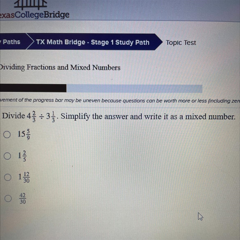 Divide 4 2/3 & 3 1/3. Simplify the answer and write it as a mixed number.-example-1