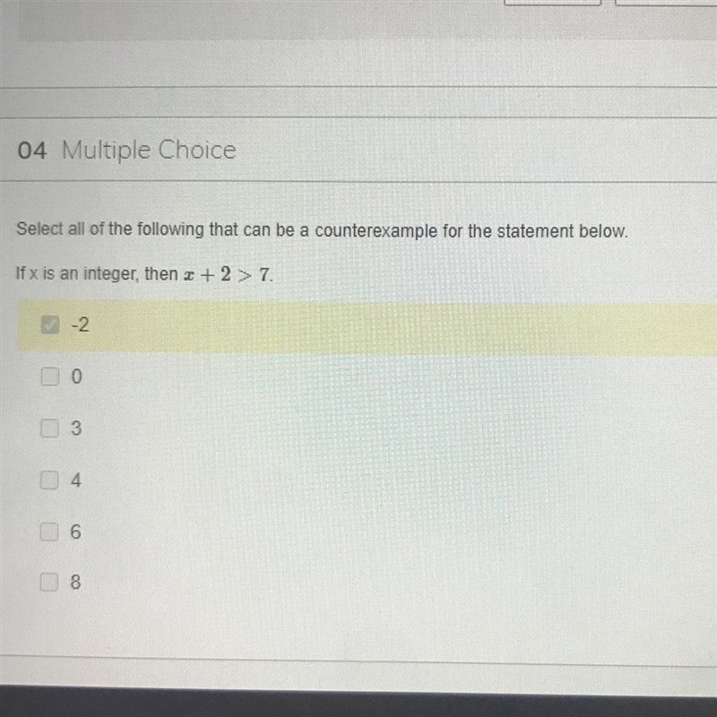 Select all of the following that can be a counterexample for the statement below. If-example-1