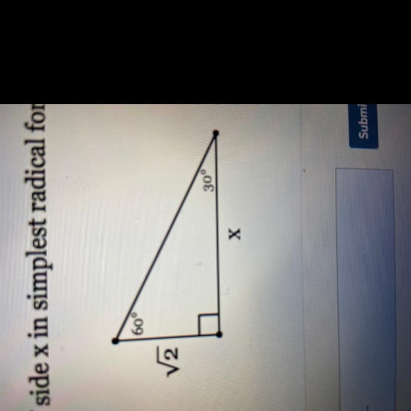 Find the length of X in simplest radical form with a rational denominator-example-1