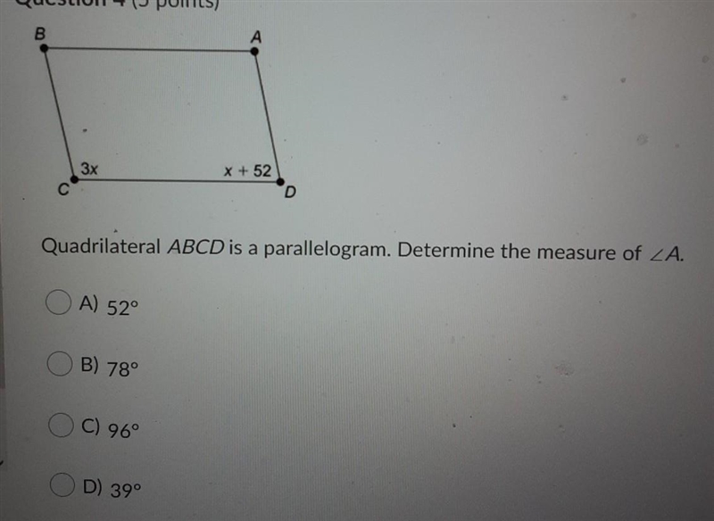 A) 52° B) 78° C) 96° D) 39°​-example-1