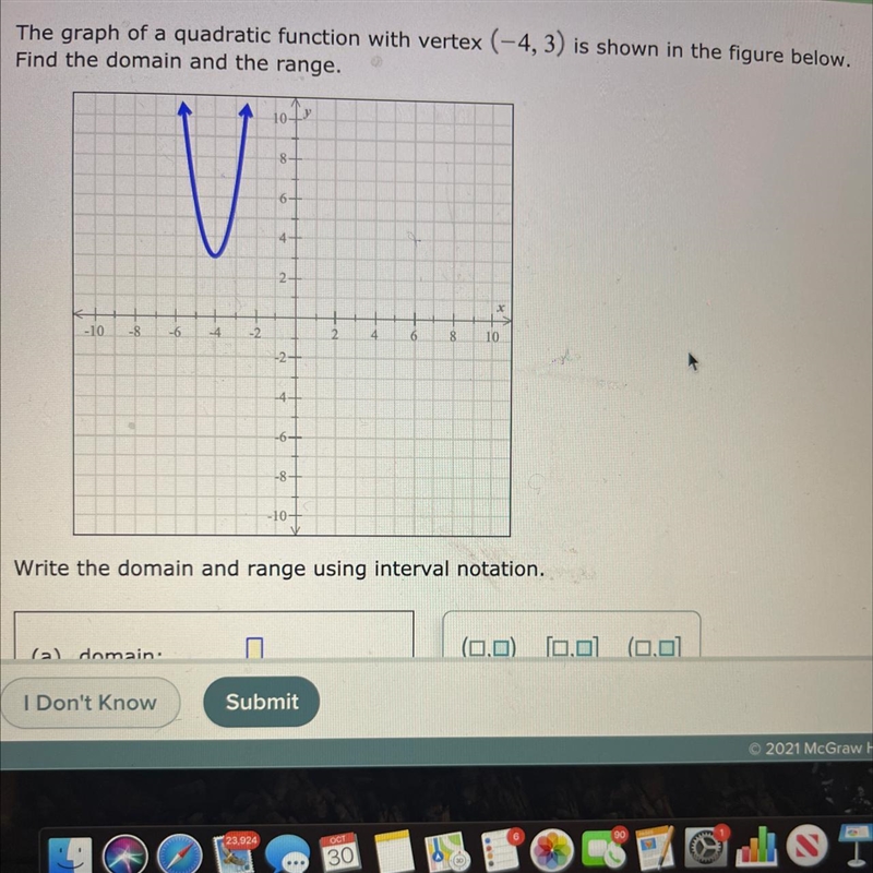 The domain and range of the graph above-example-1