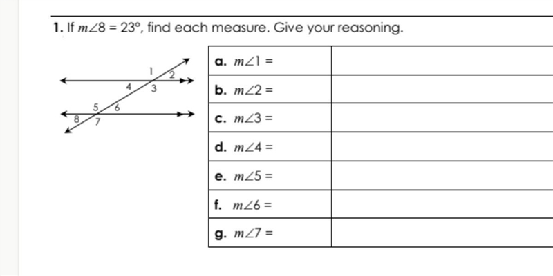 If m<8= 23° find each measure.-example-1