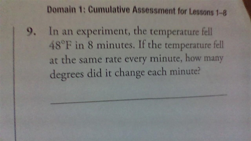 How many degrees did it change each minute? pls i need help I'm confused.-example-1