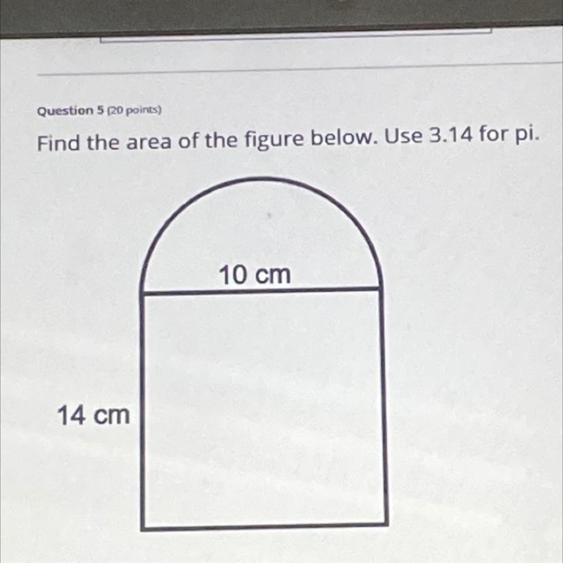 Find the area of the figure below. Use 3.14 for pi.-example-1