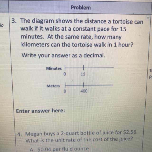 Problem 3. The diagram shows the distance a tortoise can walk if it walks at a constant-example-1