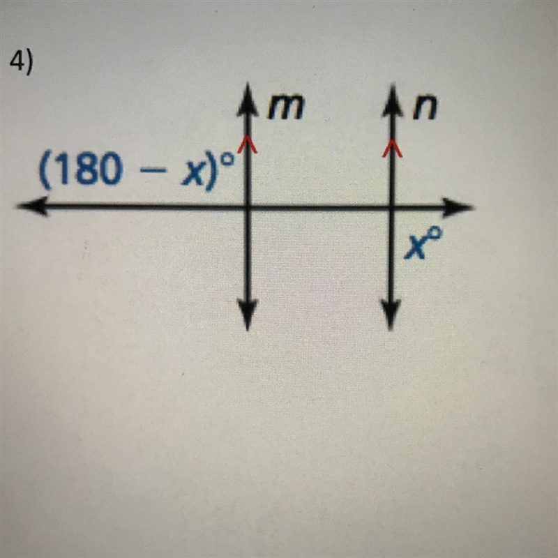 Lines m and n are parallel, solve for the following values of x. Tell which theorem-example-1