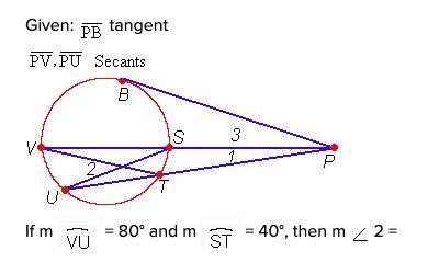 If m = 80° and m = 40°, then m 2 = A)20 B)40 C)60-example-1