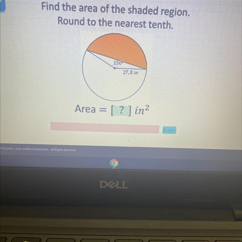 Find the area of the shaded region. Round to the nearest tenth-example-1