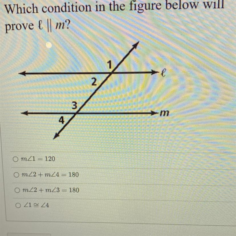 Which condition in the figure below will prove l || m?-example-1