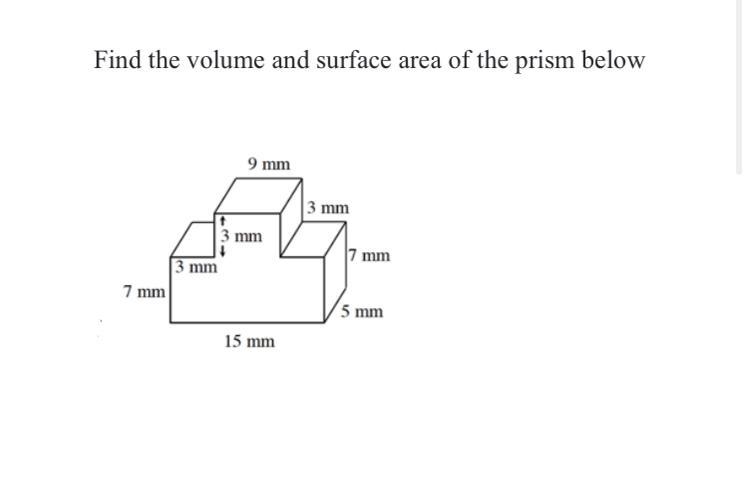 Find the volume and surface area of the prism below-example-1