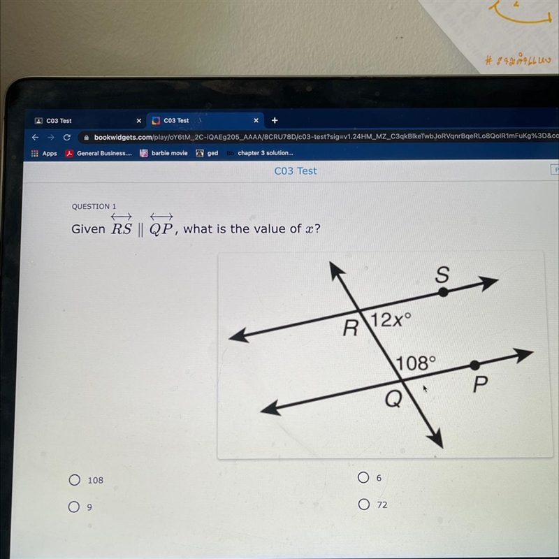 Given rs || qp, what is the value of x?-example-1