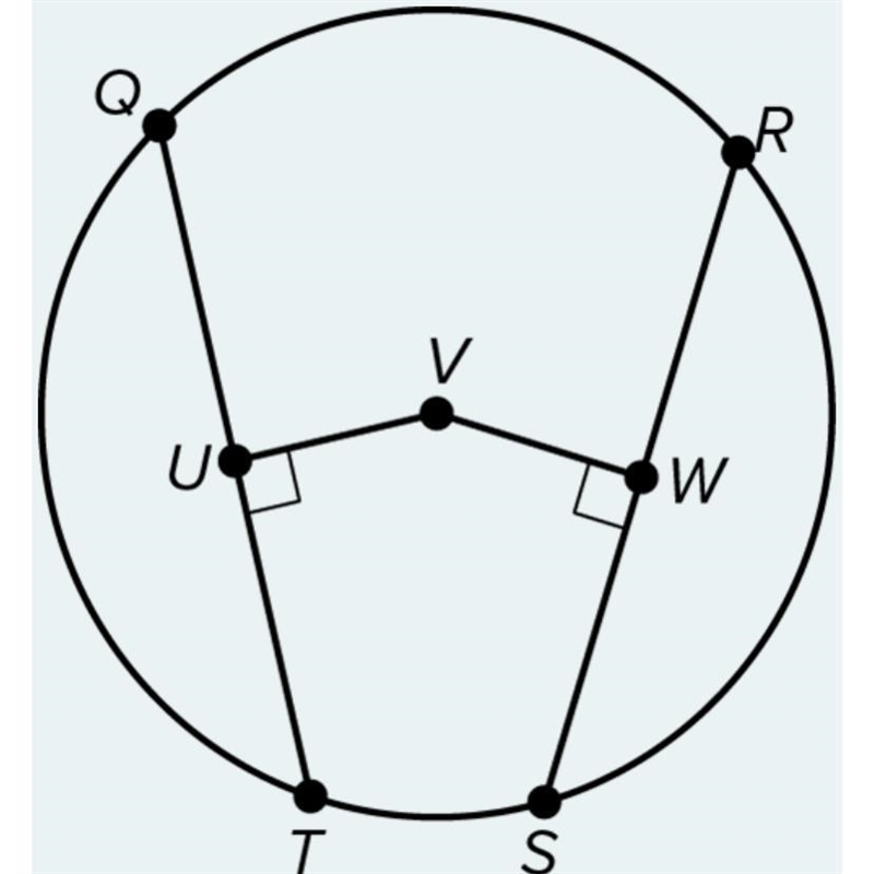 In ⊙V, QT ≅ RS. If UV = 4 cm, then VW = _______ cm.-example-1