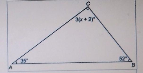 (d) Triangle ABC hasangle measures as shown. (a) What is the value of x? Show your-example-1