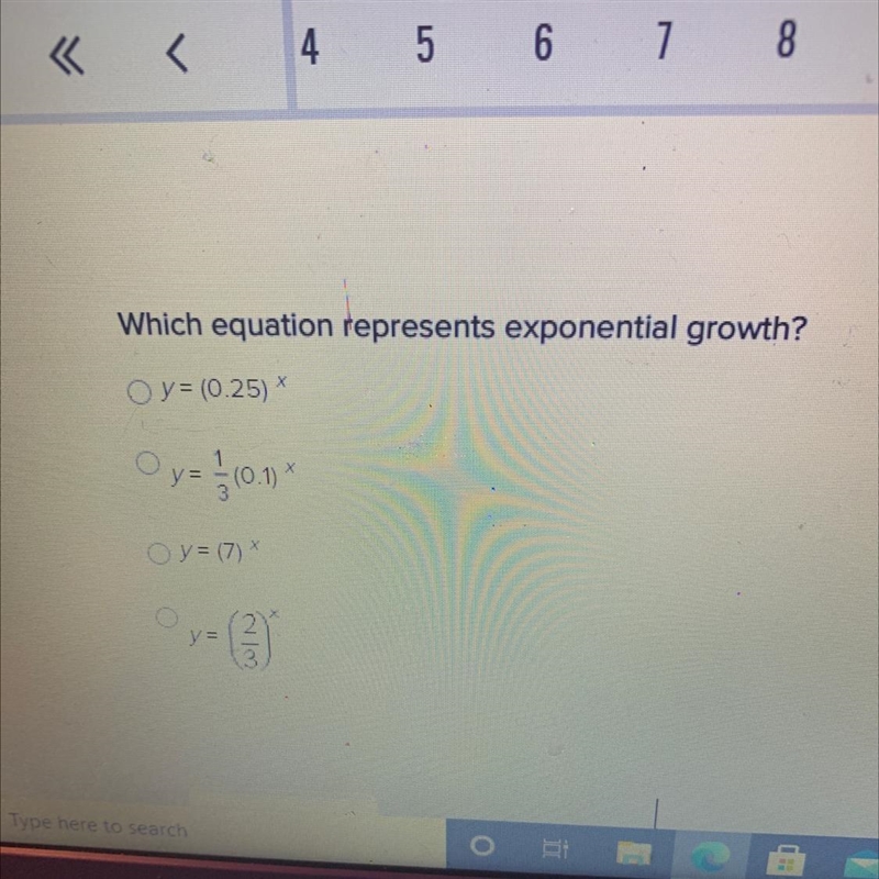 Which equation represents exponential growth?-example-1