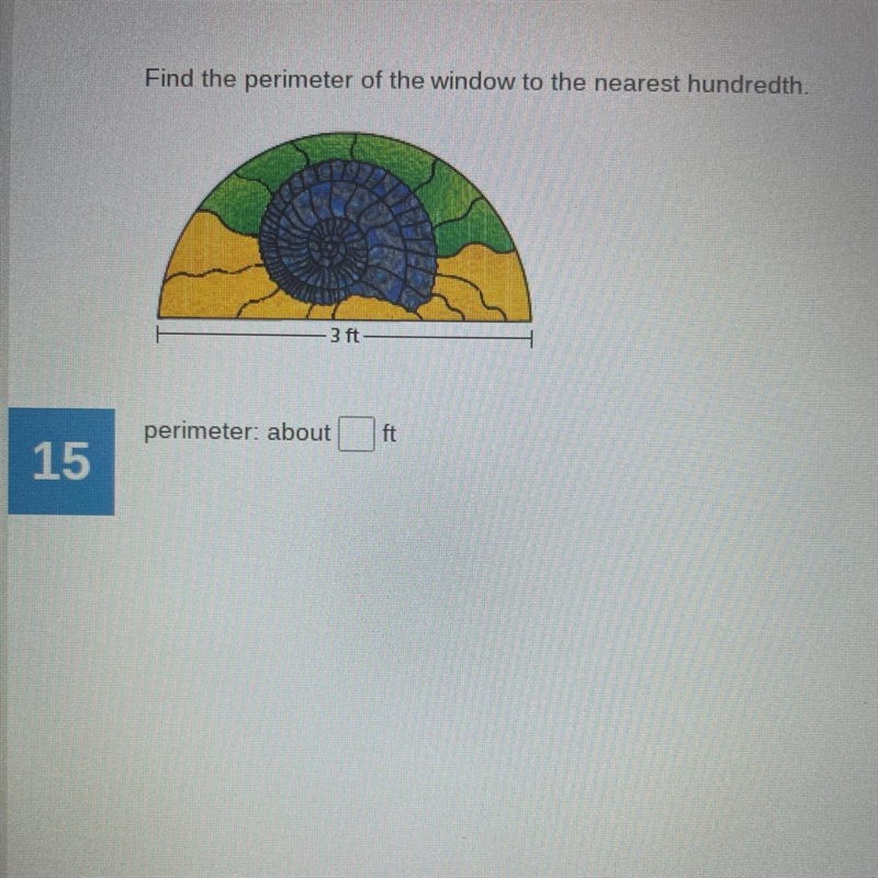 Find the perimeter of the window to the nearest hundredth-example-1