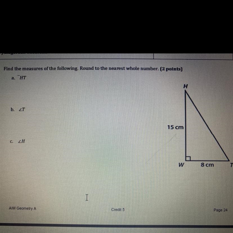 5. Find the measures of the following. Round to the nearest whole number. (2 points-example-1