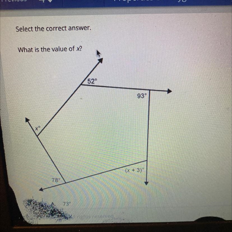 What is the value of x? 52° 93° (x + 3) 78°-example-1