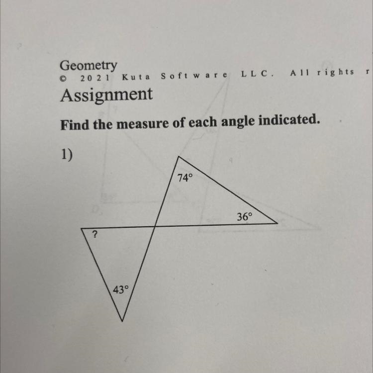 Find the measure of each angle indicated-example-1