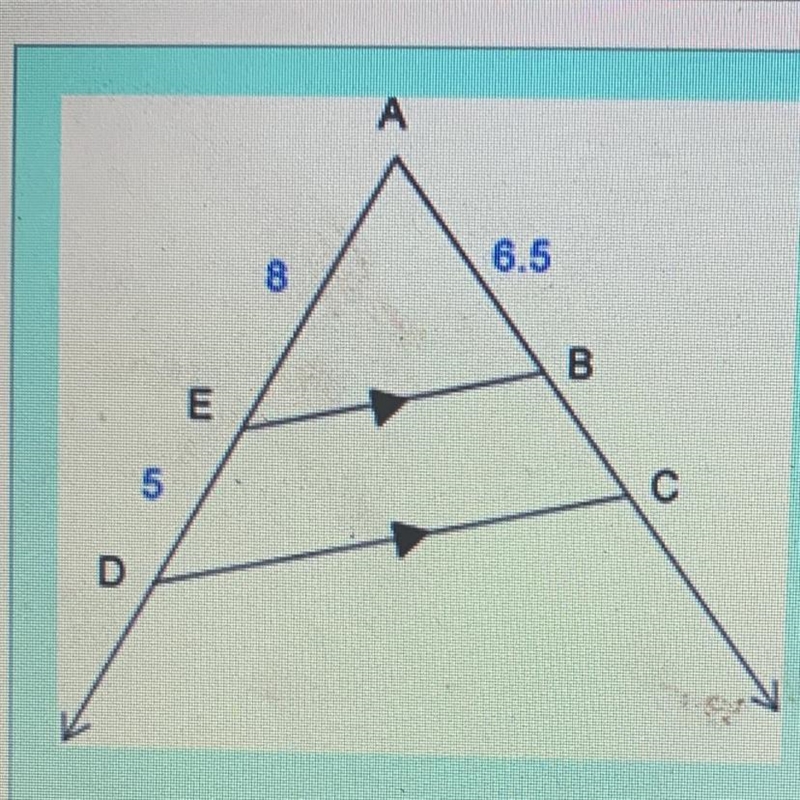 1. Identify two different triangles in the image above. Are the triangles similar-example-1