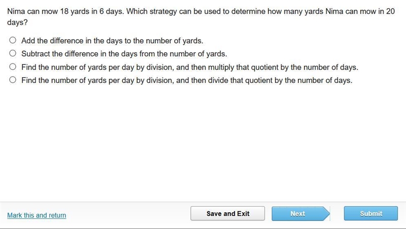 Nima can mow 18 yards in 6 days. Which strategy can be used to determine how many-example-1