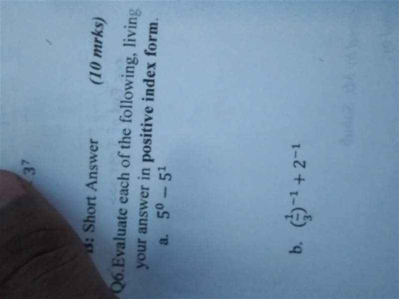 Evaluate 5⁰-5¹ in positive index form-example-1