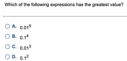 Which of the following expressions has the greatest​ value?-example-1