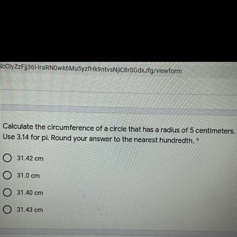 Calculate the circumference of a circle that has a radius of 5 centimeters. Use 3.14 for-example-1