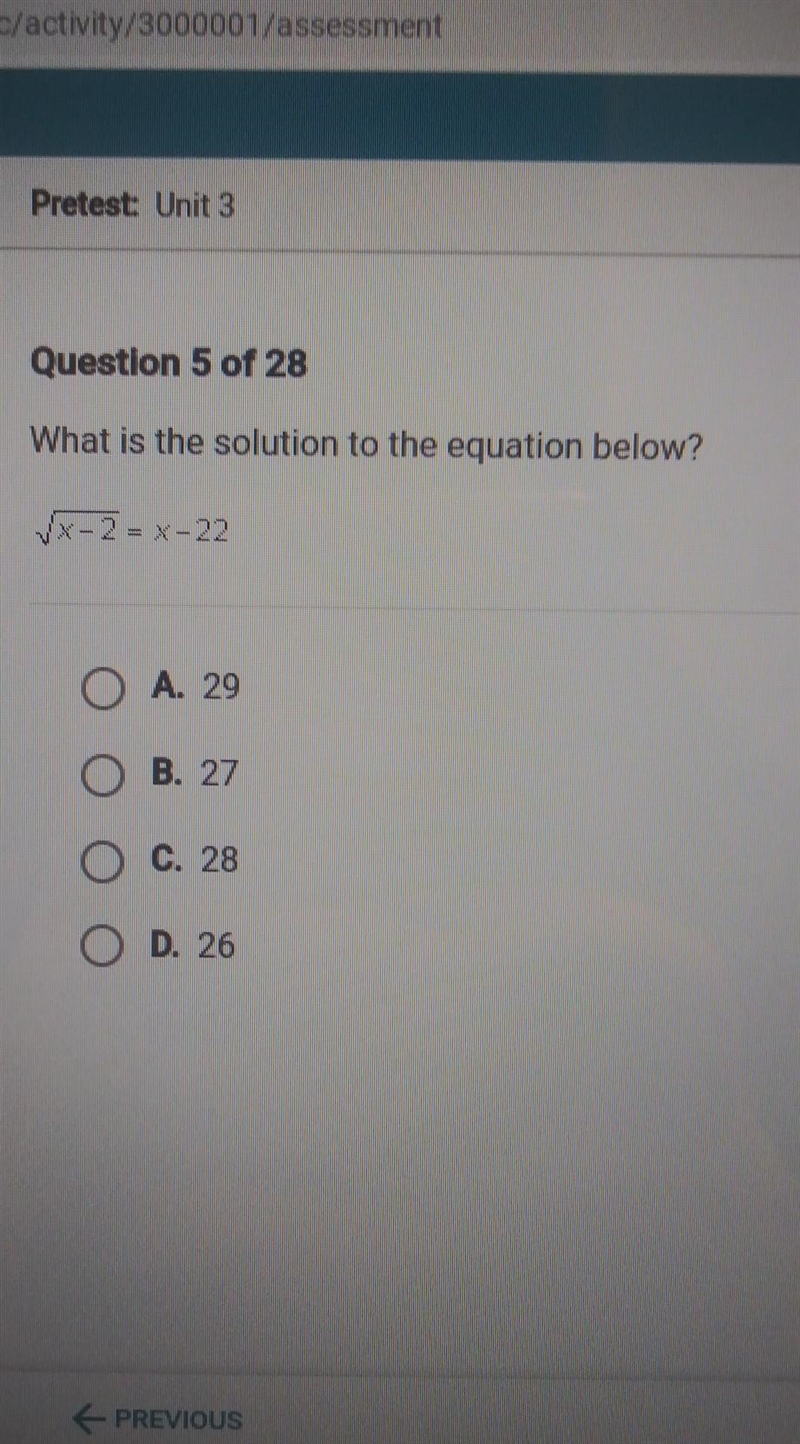 What is the solution to the equation below sqrt x-2 = x-22​-example-1