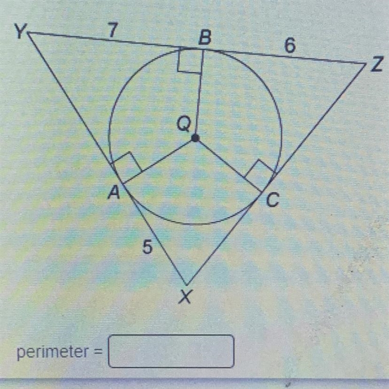 What is the perimeter of △XYZ? perimeter=-example-1