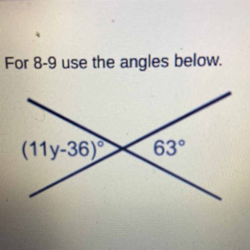 (11y-36)° 63° Solve for y-example-1