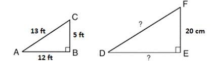 Triangles ABC and DEF are similar triangles. What are the lengths of the unknown sides-example-1