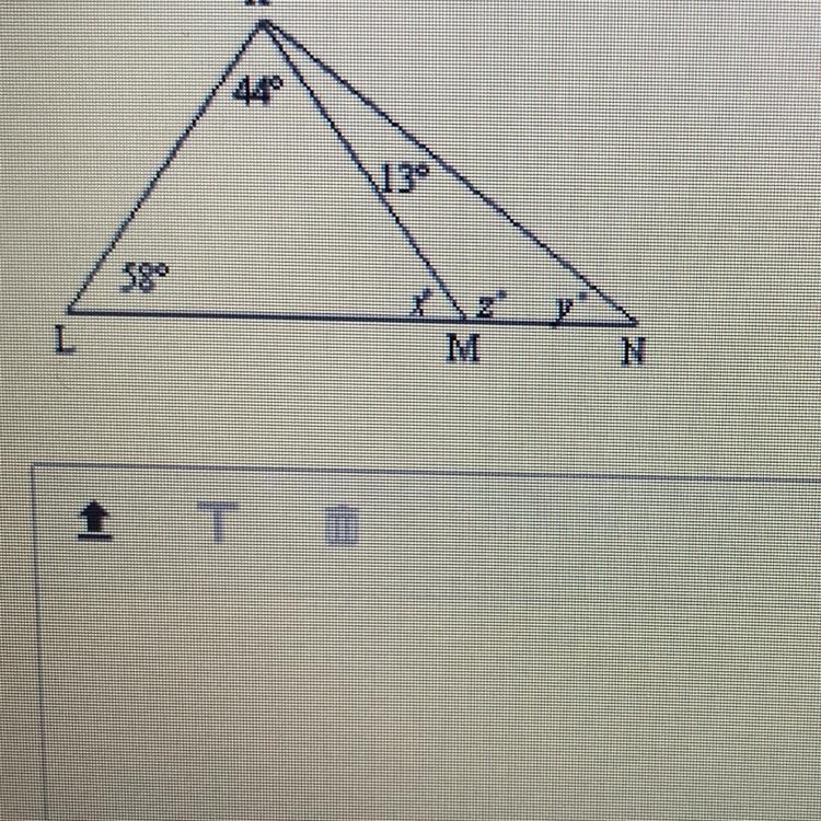 Find the values of x y and z (Show work)-example-1