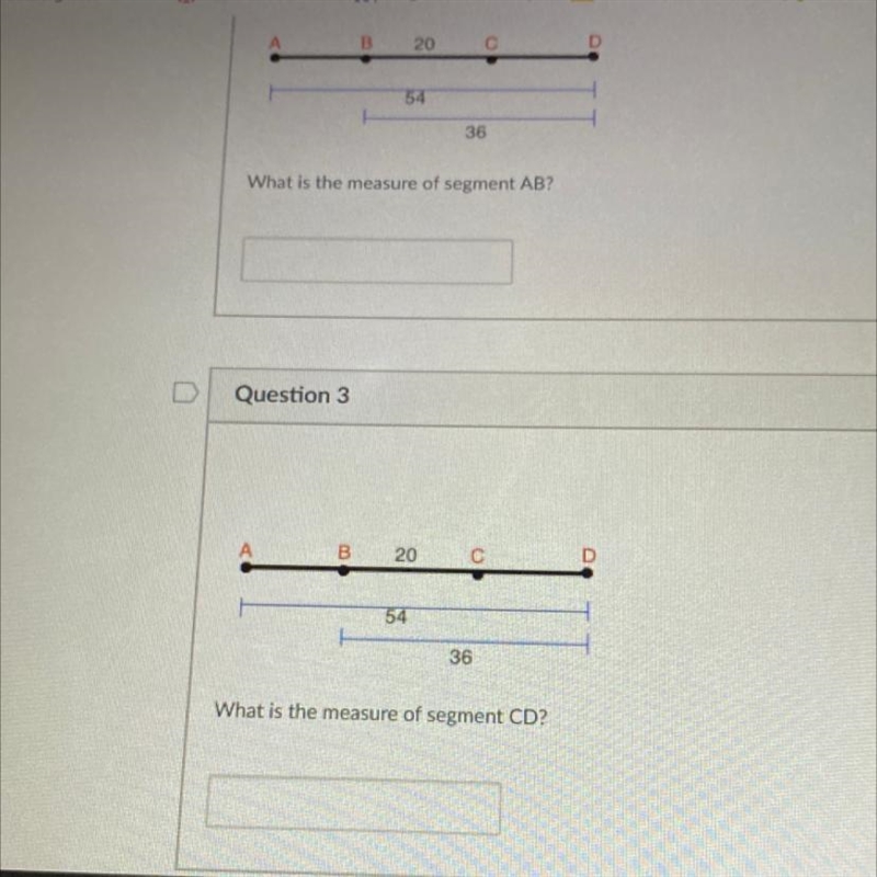 Geometry help 1)what is the measure of the segment AB 2)what is the measure of segment-example-1