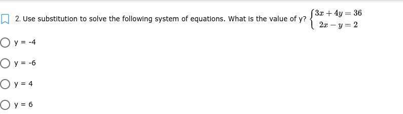 Use substitution to solve the following system of equations. What is the value of-example-1