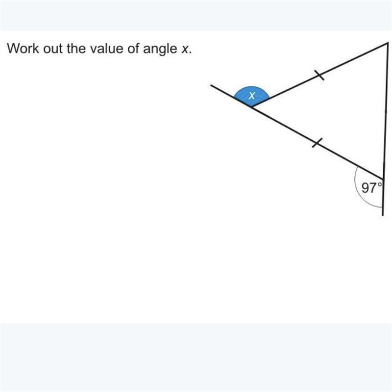 Work out the angle of x 97degrees-example-1