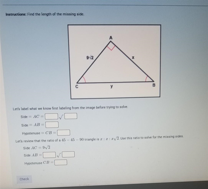 Find length of missing sides ​-example-1