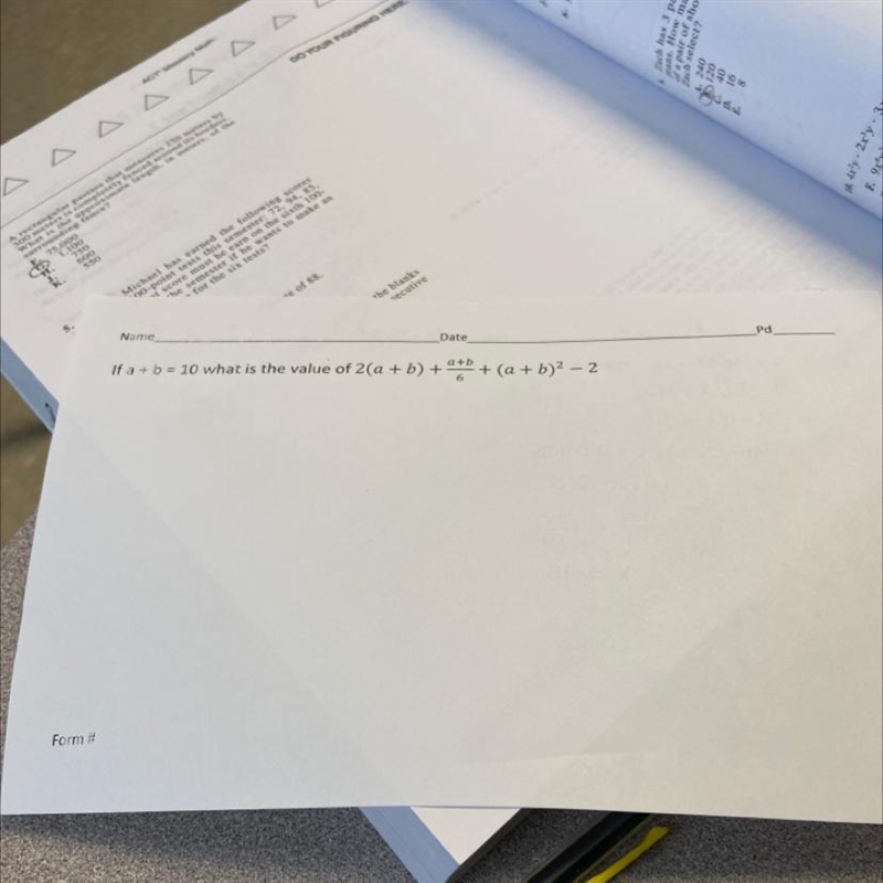 If a + b = 10 what is the value of 2(a + b) + a + b/6 + (a + b) ^ 2 - 2-example-1